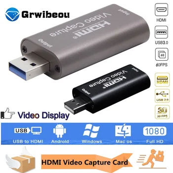 4K Video Capture Kartu USB 3.0 USB2.0 kompatibilný s HDMI Grabber, Záznamník pre PS4 Hry DVD Videokamera, Fotoaparát Nahrávanie Live Streaming