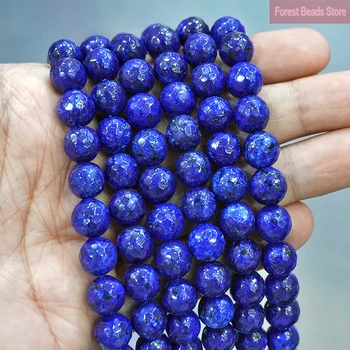 Tvárou Lapis Lazuli Kolo Voľné Korálky DIY Náramok, Náušnice, Doplnky Prírodného Kameňa na Šperky Robiť 15