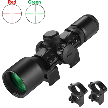 Kompaktné Pušky Rozsah Zoom 3-9x40mm Červená Zelená Osvetlený zameriavací kríž Reticle s 20 mm Picatinny Rail Mount Optika Pohľad Rozsah