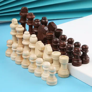32pcs Drevené Šachové Figúrky Kompletný Chessmen Medzinárodné Slovo Šach Black & White Šach Kus Zábavy Príslušenstvo
