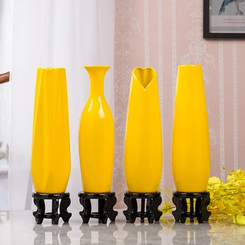 30 CM Luxusné Európe Žltá Keramická Váza Domova Kreatívny Dizajn Porcelánu Dekoratívne Kvetinové Vázy Pre Svadobné Dekorácie