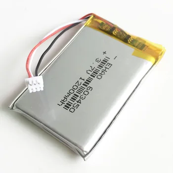 3,7 V 1200mAh Lítium-Polymérová LiPo Nabíjateľná Batéria s JST 1,25 mm 3pin Konektor Pre PAD fotoaparát, GPS Reproduktor prenosný počítač 603450