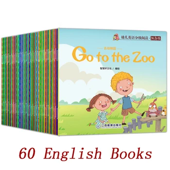 60 Knihy/Set Anglický Obrázkové Knihy Deti Osvietenie, Baby, Deti Učiť Sa Slová Príbehy Série Vzdelávacie Čítanie Libros Čínskej