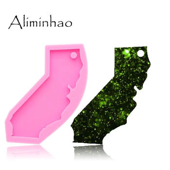 DY0213 Lesklé California state tvar silikónové formy DIY epoxidové živice formy pre šperky, Dekoračné Plavidlá Keychain Plesní