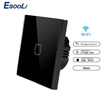 Esooli ewelink WIFI Smart Touch APLIKÁCIE výmena Bezdrôtového Diaľkového Svetla vypínač Krištáľové Sklo Panel Pracuje S Alexa / Domovská stránka Google