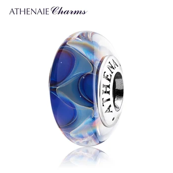 ATHENAIE Originálne Modrá Murano Skla Korálky 925 Silver Core Tichom Tajné Kúzlo, Korálky Nosenie Všetkých Európskych Náramky DIY Ženy, Darčeky