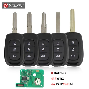 YIQIXIN 3 Tlačidlá Flip Smart Remote Auto Kľúča Na Renault Megane 4 3 Captur Toaletný Symbol Logan Lodgy Dokker 433Mhz 4A PCF7961M