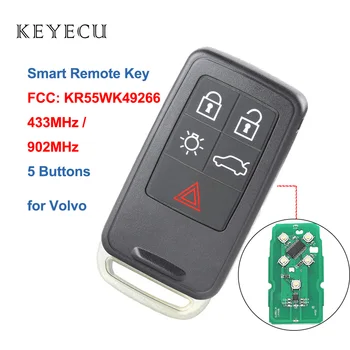 Keyecu KR55WK49266 5 Tlačidiel Smart Remote príveskom, 433MHz / 902MHz pre Volvo XC60 S60 S60L V40 V60 S80 XC70 2015 2016 2017