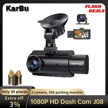 J08 Dash Cam Pre Auto 1080P Nočné Videnie Dash Cam 3 Fotoaparát G-Senzor Dashcam 24H Parkovanie Monitor 170°FOV dvr Auto Fotoaparát Záznamník