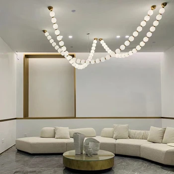 Postmoderných Dánsko Hotel Inžinierstva Sklo Osvetlenie Oblečením Kaviareň Showroom Obývacia Izba Pearl White Náhrdelník Luster