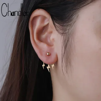 Chandler Najnovšie Lightning Náušnice Dva Obojstranné Vesty, Náušnice kórejský Šperky Pre Ženy Vyhlásenie Ucho Šperky Veľkoobchod Geometria Ucha Putá 2019 Oorbellen Osobnosti Strana Oblečenie Módne Šperky Hot predaj