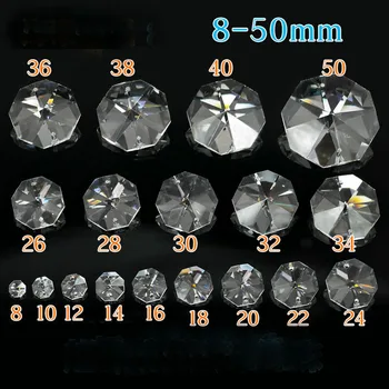 Kvalitné 14 mm Crystal Clear Osemhranné Korálky V Dvoch Otvorov Garland Pramene Svadobný Stôl Dekorácie Diy Suncatcher Príslušenstvo