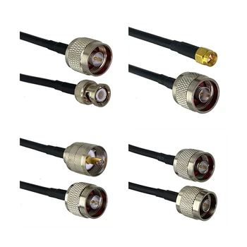 1Pcs RG58 N UHF PL259 SO239 / N / BNC / SMA Male plug & zásuvkový konektor, Rovno a Vpravo Uhol RF Jumper pigtail Kábel 6inch~20M