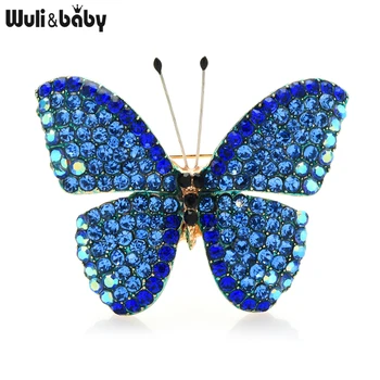 Wuli&baby Plný Drahokamu Motýľ Brošňa Pre Ženy Unisex 4-farebné Hmyzu Svadby Office Brošňa Darov Kolíkmi