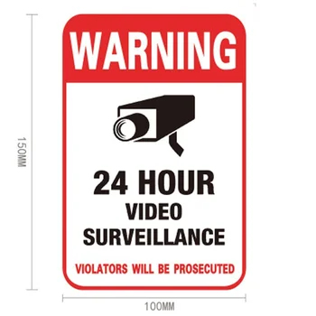 1 KS chranenim PVC Domov CCTV kamerový Bezpečnostné Kamery, Alarm Samolepku Výstraha Odtlačkový Známky 15X10CM