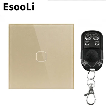 EsooLi Zlato smart Switch 1/2/3 Gang 1 Spôsob EU/UK Štandard Dotykový Spínač pre Nástenné svetlá Diaľkové Ovládanie Dotykovej Obrazovky Prepnúť