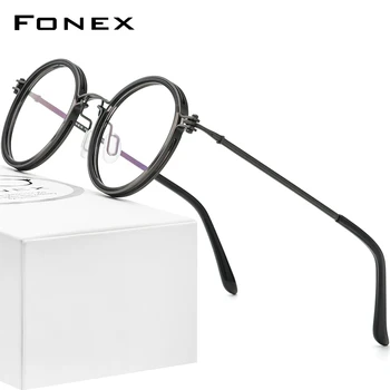 FONEX Acetát Titánové Okuliare Rám Mužov Vintage Okrúhle Okuliare dioptrické Ženy Optické Okuliare kórejský Okuliare F85692