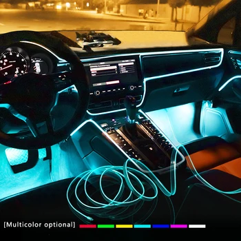 Automobilový Atmosféru Lampa Auto vnútorné Osvetlenie LED Pásy Dekorácie Garland oceľové Laná Trubice Line flexibilné Neónové Svetlo s USB