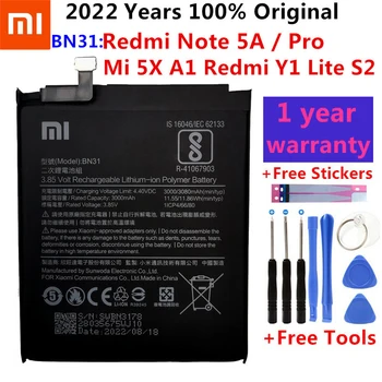 Xiao Mi Originálne Batérie Telefónu BN31 pre Xiao Mi 5X Mi5X Redmi Poznámka 5A / Pro Mi A1 Redmi Y1 Lite S2 3080mAh Batérie + Nástroje