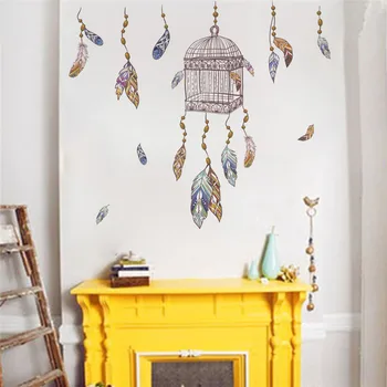 lietanie perie Birdcage kvet samolepky na stenu domáce dekorácie obývacia izba, Spálňa stenu diy nástenné art plagáty