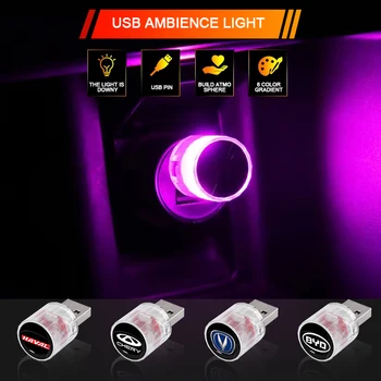 Auto Mini USB LED Atmosféru Osvetlenie Dekoratívne Svietidlo pre Mitsubishi L200 Lancer 9 10 X Montero Sport Pajero 2 4 Asx Outlander Xl