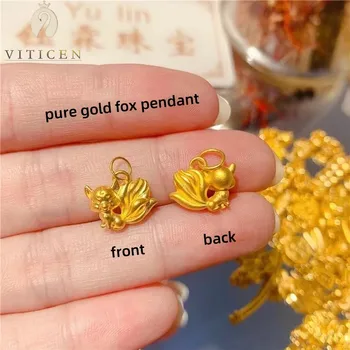 VITICEN Nové Reálne 24K Gold Genuous 999 Roztomilý Deväť-tailed Fox Prívesok Náhrdelník Vynikajúci Darček Pre Ženu Klasické Jemné Šperky