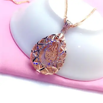 585 fialové zlato jedinečný geometrické kvapka vody požehnanie slovo neckalce pre woman14K rose gold svetlo luxusné Čínsky štýl art šperky