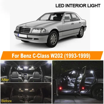 12pcs Biela bez Chýb LED špz Žiarovky do Interiéru Mapu Dome Light Kit Pre Mercedes-Benz C Trieda W202 Sedan 1993-1999