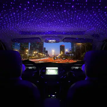 Nové Auto Strechy Star Nočné Osvetlenie Interiéru, ozdobné Svetlo USB LED Laserový projektor S Oblakmi Hviezdnej oblohe Svetelné efekty