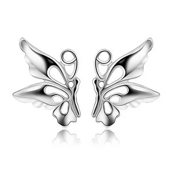 Nové Modely 925 Sterling Silver Roztomilý Motýľ Stud Náušnice S Späť Zátka pre Ženy, Dievčatá Pekné Svadobné Dary