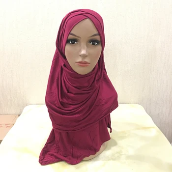 H097 modálne bavlna jersey moslimská šatka križujú klobúk, šatku islamský hidžáb šatkou arabská šatka headwrap