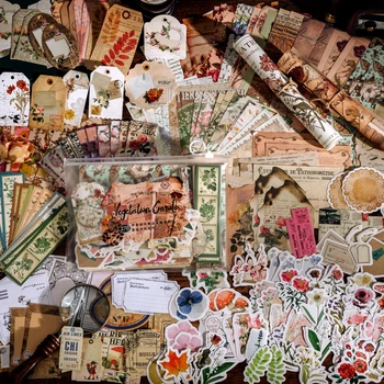 270 Ks Vintage Craft Papier Značky Memo Pohľadnicu Nálepky na Dekor DIY Foto Album Album Rekvizity