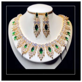 Jemné Šperky Sady Pre Ženy 925 Sterling Vytvorené Emerald Cubic Zirconia Svadobné Náhrdelníky, Prívesky, Náušnice Kvapka Vintage Nastaviť