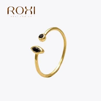 ROXI Jednoduché Moon Star Oči Otvorené Prstene pre Ženy, Dievčatá, Záhrada, Resizable Prst Krúžky Anillos Ženské Šperky 925 Sterling Silver
