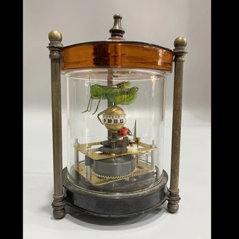 Komplikovaný Čínske zber domov ozdobné medené Katydid lienka starým Cloisonne mechanické hodiny (cloisonne farba náhodné)