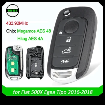 DIYKEY Diaľkové príveskom, 433.92 Mhz MQB 48 pre Fiat 500X Egea Tipo 2016-2018 I6FA Model Megamos AES / ID48 Hitag AES / 4A Čip