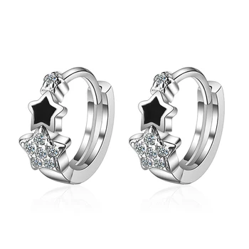Nové Módne Jednoduché Bohemia Hoop Náušnice Crystal Black Star Malý Kruh Malé Náušnice Obruče Minimálne Ucho Šperky Pre Ženy