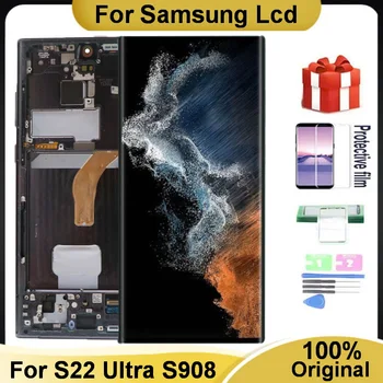 Pôvodné AMOLED Displej Pre Samsung Galaxy S22 Ultra 5G LCD S908 S908U SM-S908B/DS Dotykový Displej Digitalizátorom. S montážou Rámu