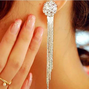 Crystal Dlhý Strapec Náušnice pre Ženy kórejský Módne Šperky Osobnosti Strany, Svadobné Náušnice Okrúhle Earings Veľkoobchod