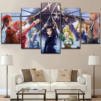 5 Kusov Wall Art Plátno Maľby, Anime Postavy Plagát Modernej Obývacej Izby, Spálne, Domáce Dekorácie Modulárny Rámec Obrázky
