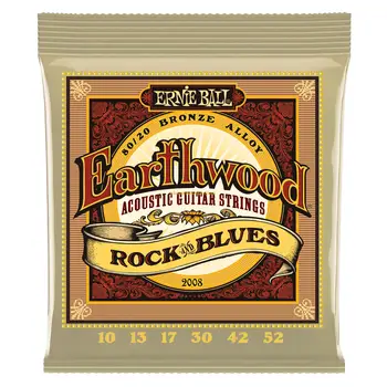 Pôvodné Ernie Ball 2008 Earthwood Rock & Blues 80/20 Bronze Akustická Gitara, Struny, 10-52 Rozchod