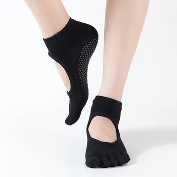 Ženy Jogy Ponožky Anti-Slip Päť Prstov Backless Silikónový Protišmykový 5 Prst Ponožky Balet Gym Fitness Športové Ponožky Polyester