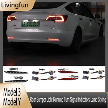 Pre Tesla Model 3 ModelY 2022 Auto Zadný Nárazník Svetla Beží Zase Signálne Kontrolky Reflektorov Úprava Príslušenstvo