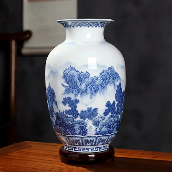 Jingdezhen Keramiky Pod hladený Modré a biele porcelánové nový Čínsky štýl, Vázy, Dekorácie obývacia izba kvet usporiadanie