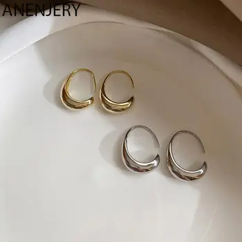 ANENJERY Striebornej Farby, Geometrické v tvare C Náušnice pre Ženy francúzsky Módny Pozlátené Náušnice, Šperky, Svadobné Dary S-E1370